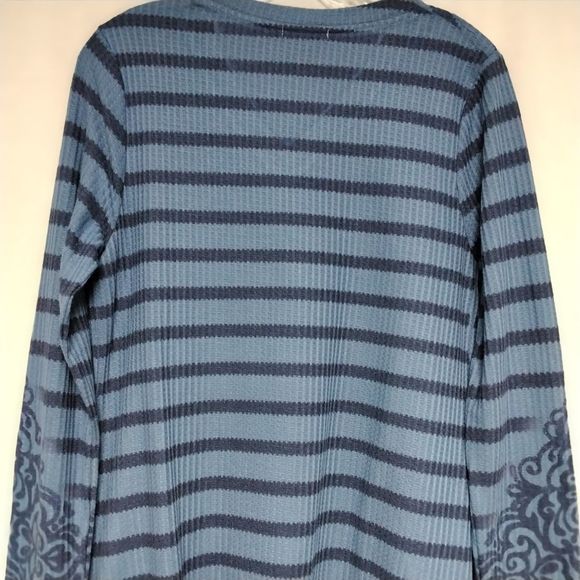 One World Tunic Top Knit Blue Rhinestone Sparkle Sz XS Boho Sparkle Cottagecore - Picture 5 of 10